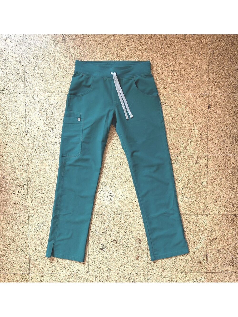 FIGS Yola Women's XS Forest Green Slim Fit Pants Drawstring Split Hem Stretch